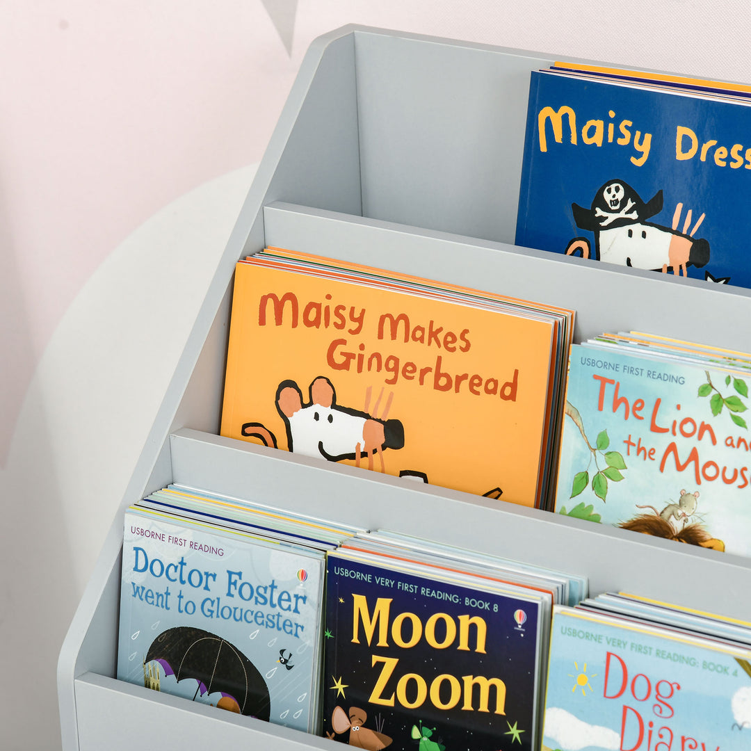 Børnereol med skuffe, bogreol med rum, 60 x 29,9 x 90 cm, grå