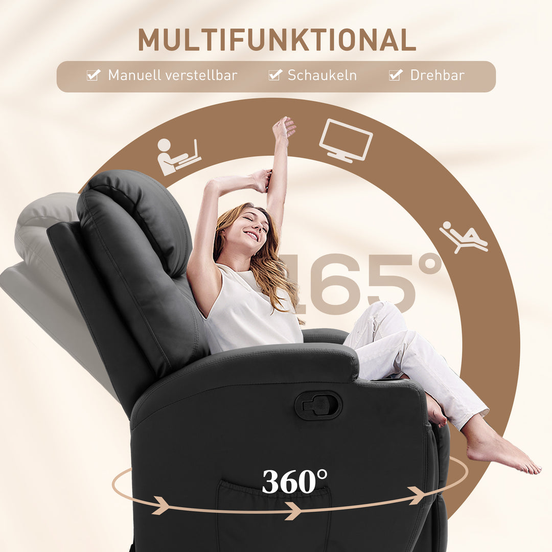 Massagestol elektrisk afslappende stool tv-stol massagefunktion 5 massagetilstande lænefunktion kunstlæder træ metal skum sort 84 x 92 x 109 cm