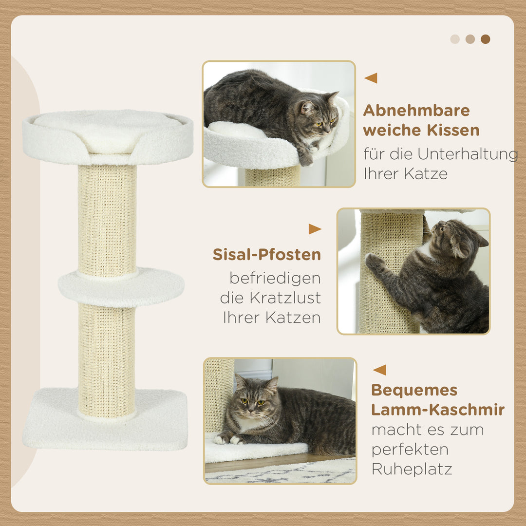 Kradsetræ 91 cm legetræ med katteseng, cremefarvet