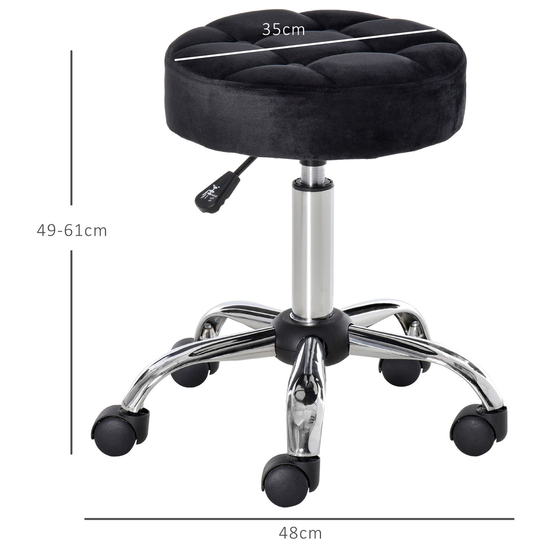 Salonskammel, højdejusterbar, fløjlsbetræk, 35 x 49-61 cm, sort