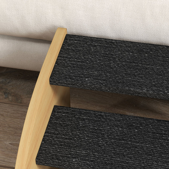 Kæledyrstrappe hundetrappe, 3 trin, lille hund, 38,5 cm x 38,5 cm x 30 cm, eg + sort