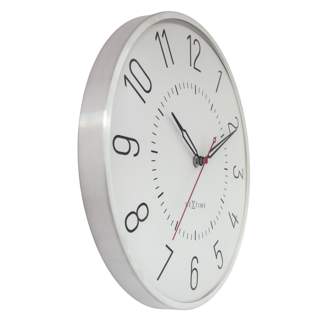 Vægur 30,5 cm-Silent-Dome linse-Aluminium-NeXtime 'Rotterdam'