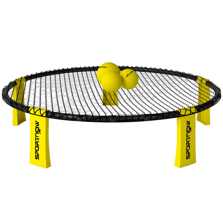 Rundnetsæt spilsæt med spilnet 3 bolde bæretaske boldpumpe spikeballsæt 92 x 20 cm gul