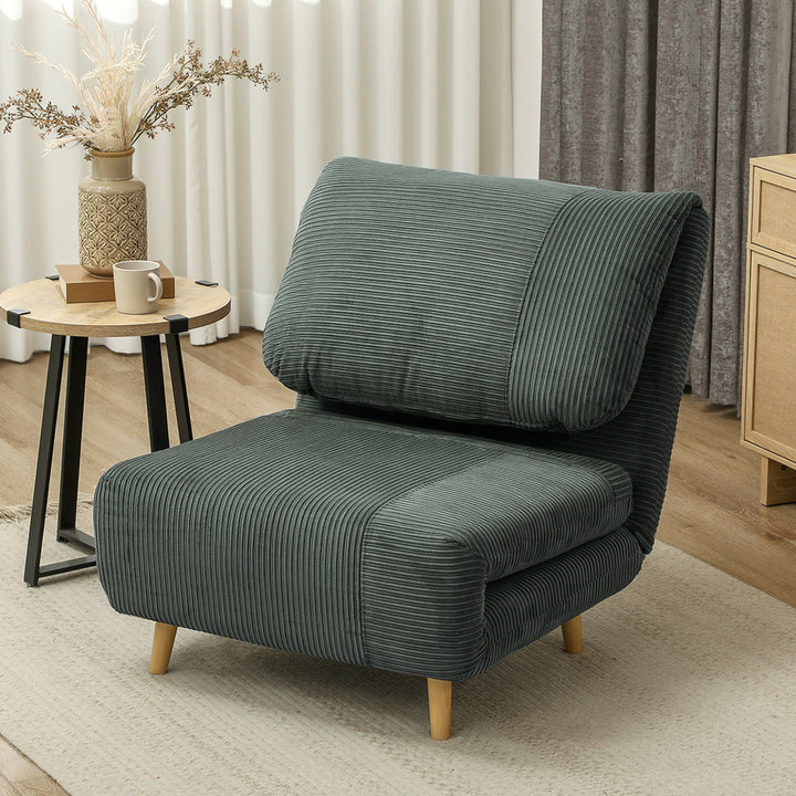 2-i-1 sovesofa gæsteseng, justerbar nakkestøtte, fløjlslook, 82 cm x 87 cm x 89 cm, grøn