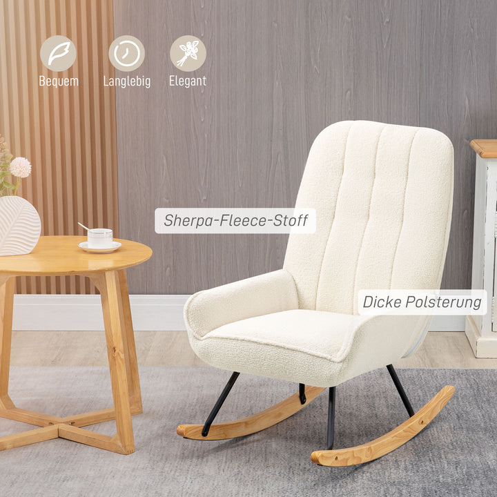 Gyngestol med sherpa fleece 63 cm x 95 cm x 97 cm natur + creme