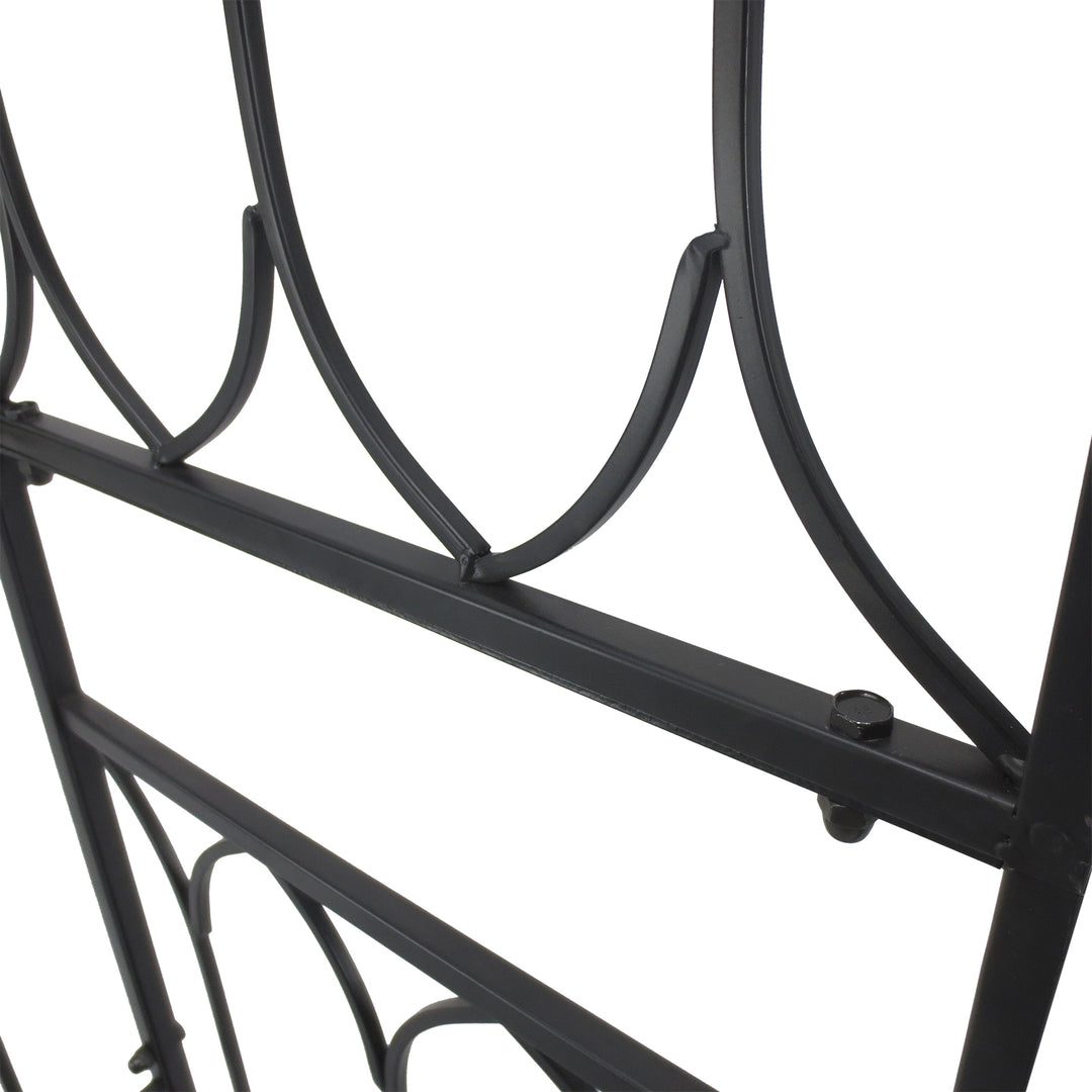 Rosenbue med bænk, rosenbænk, lysthusbænk, filosofbænk, espalier, klatrehjælp, havebænk, metal, sort, 115 x 50 x 203 cm
