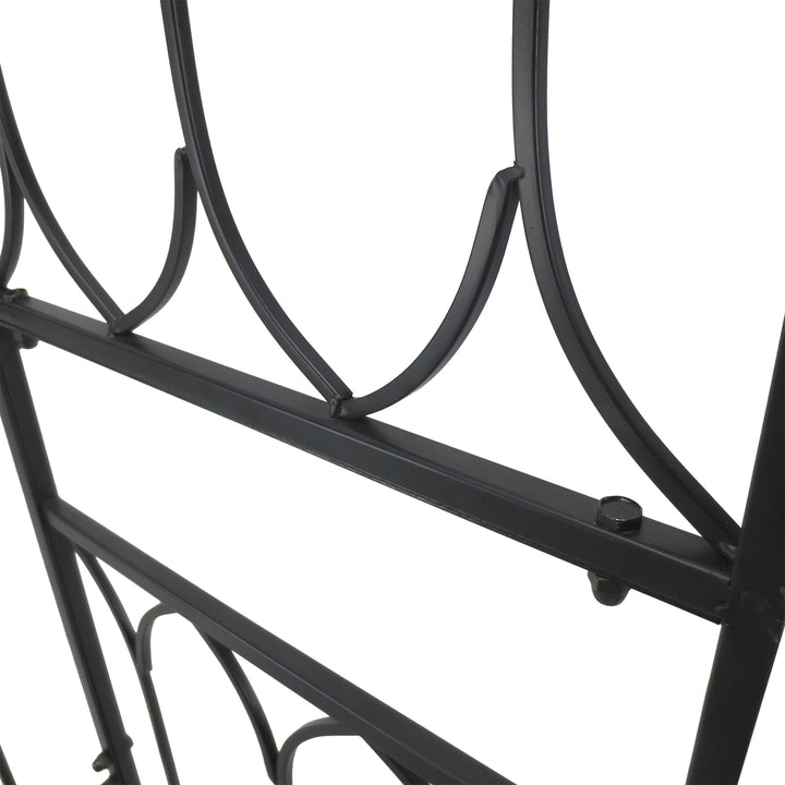 Rosenbue med bænk, rosenbænk, lysthusbænk, filosofbænk, espalier, klatrehjælp, havebænk, metal, sort, 115 x 50 x 203 cm
