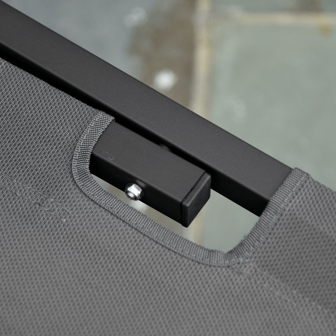 Solseng strandseng 5-niveauer aluminium haveseng afslappende liggestol textileline grå+sort 163 x 58,5 x 91 cm