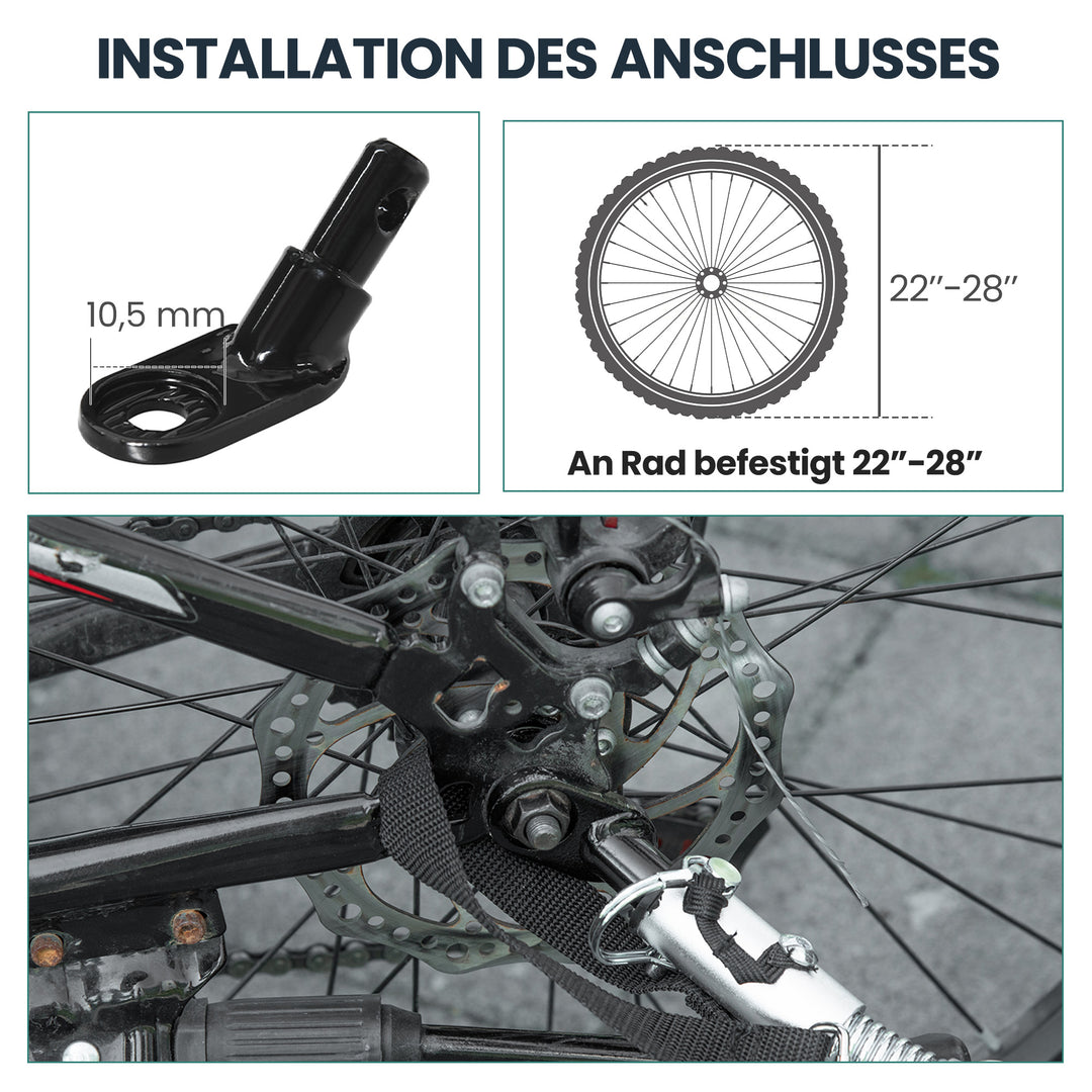 Cykeltrailer, 170 liter, cargo trailer med kobling, presenning, 51 cm hurtigudløser, luftdæk, op til 40 kg