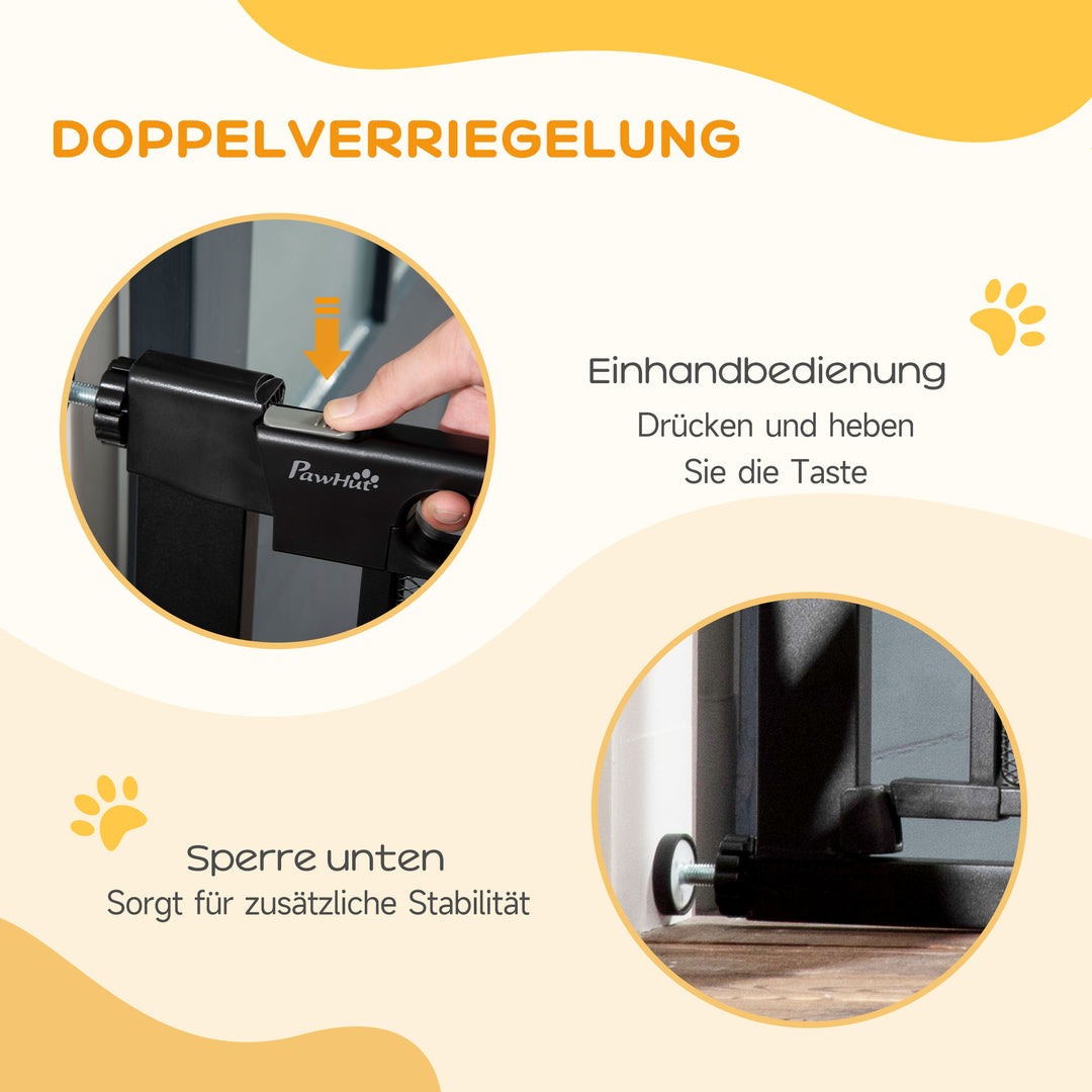 Trappegitter, kæledyrsgitter, hundegitter, justerbar fra 75 cm - 103 cm, sort