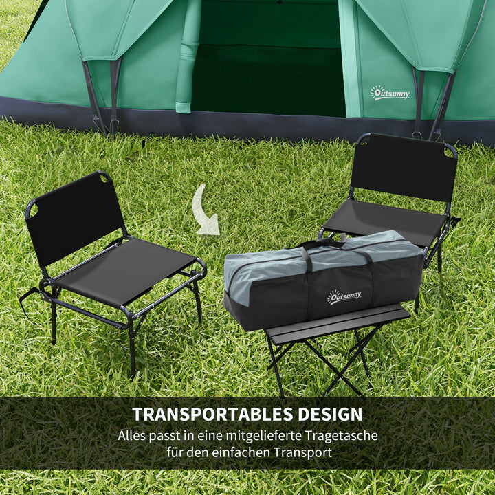 Campingtelt til 5-6 personer, familietelt, lampekroge, sidelommer, 4,55x2,3x1,8m, grøn/sort