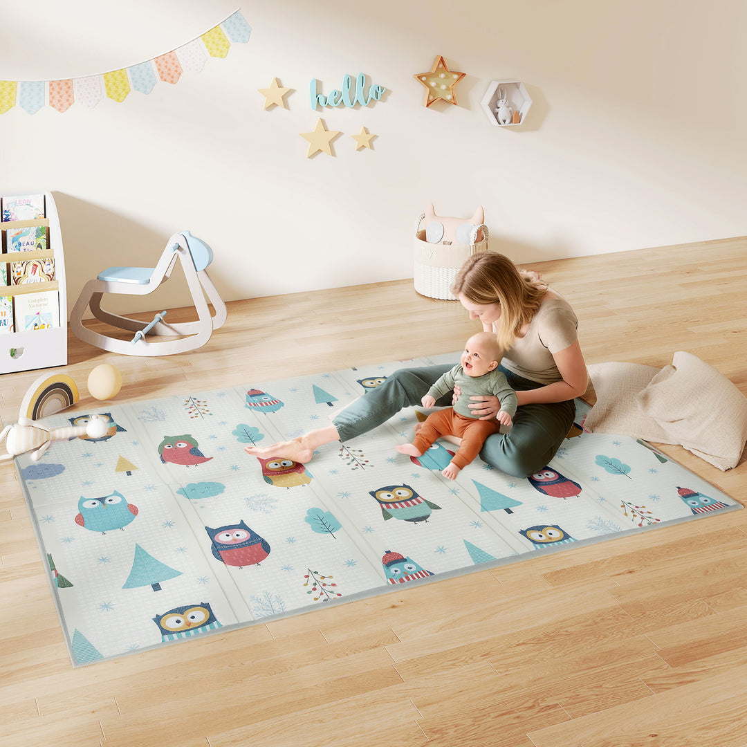 Babylegemåtte, dyremønster, skum, 1,5 cm tyk polstring, skridsikker
