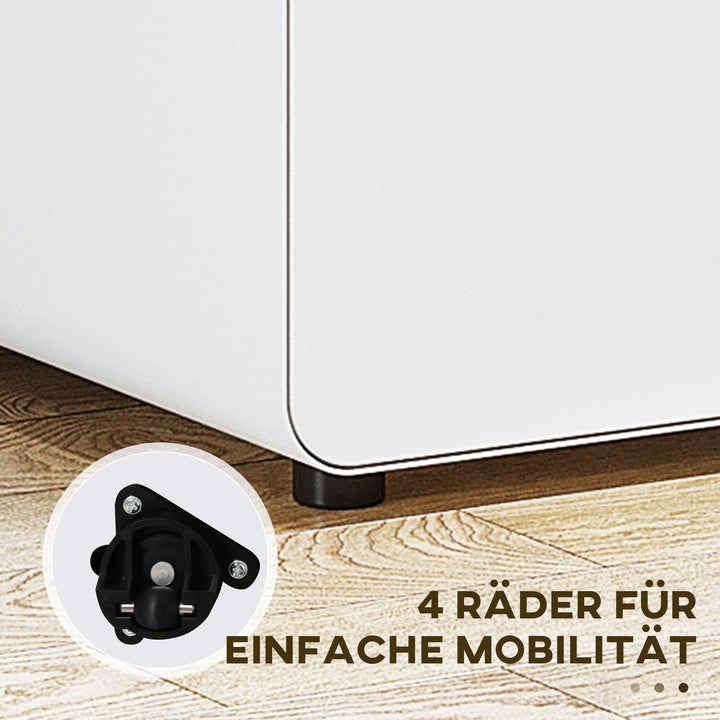 Mobilt arkivskab, kontorbeholder med 3 skuffer, kontorskab, opbevaring, beholder, stål, hvid, 39 x 48 x 59 cm