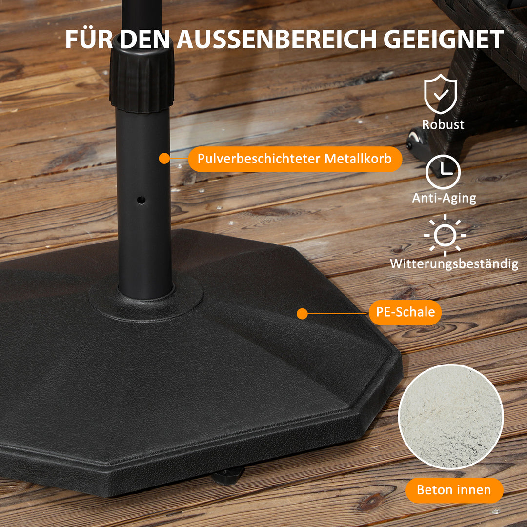 Paraplystativ, 18 kg, cementfyldning, kompakt design, plastikhus, sort, 45,5 x 45,5 x 33 cm