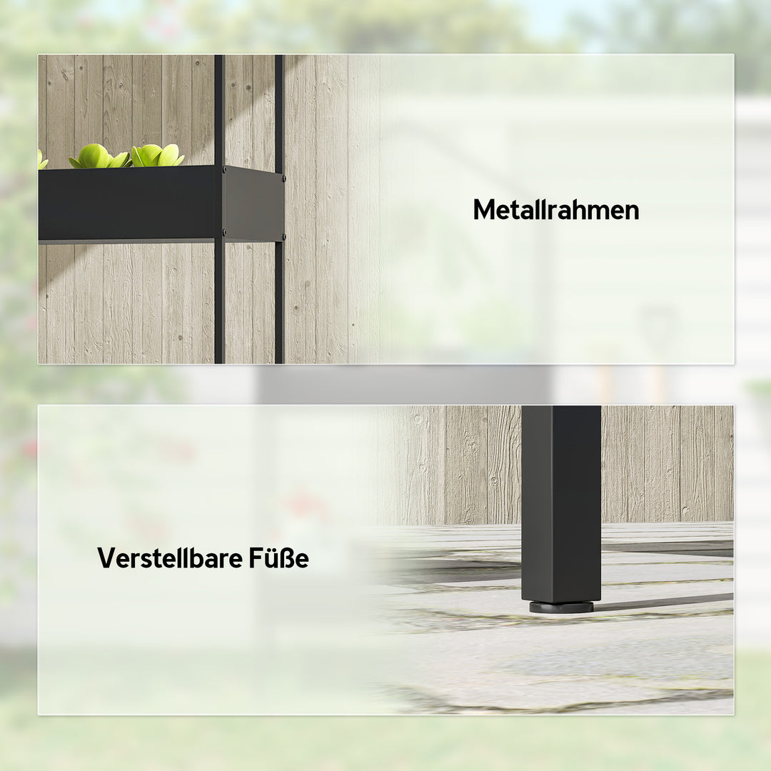2-etagers husformet plantestativ, 150 cm højt, blomsterstativ med kroge, metal, sort