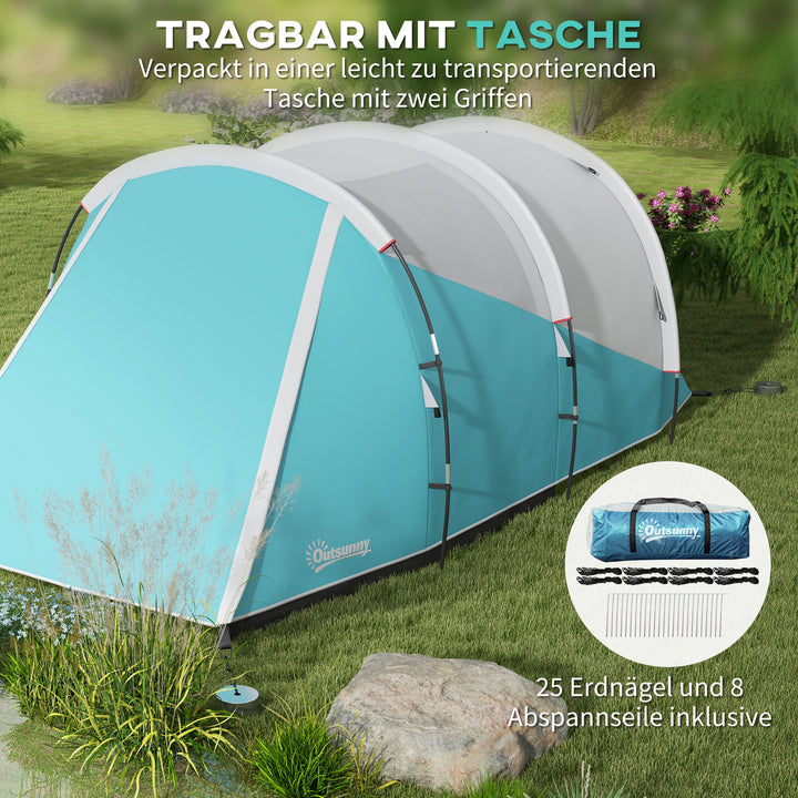 Campingtelt til 3 personer, separat opholds- og soveområde, 460L x 260B x 190H cm, blå