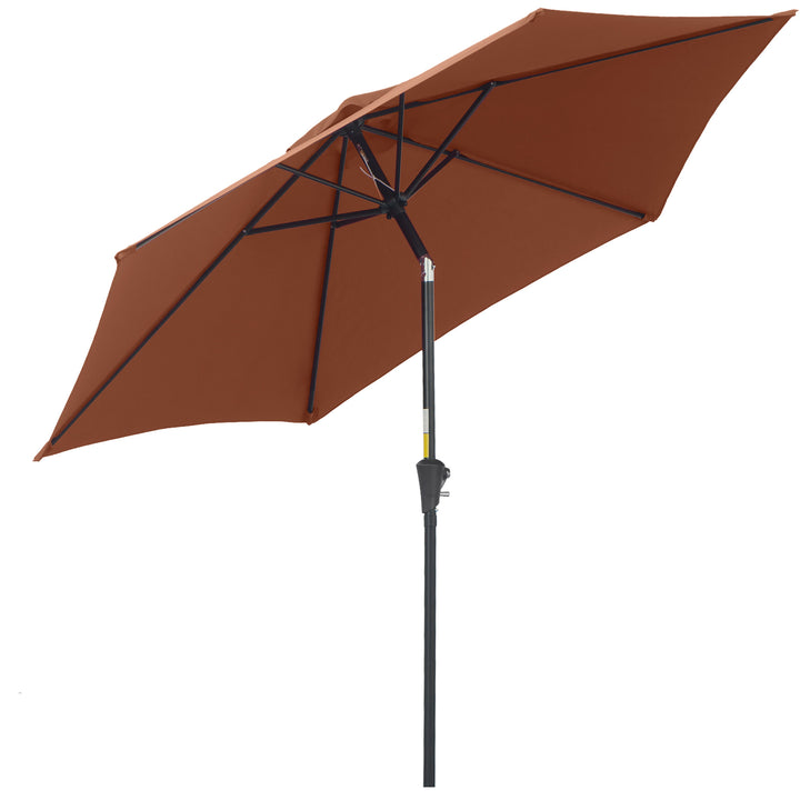 Sammenklappelig parasol, haveparasol, markedsparasol med håndsving, aluminium, 180 cm, polyester, stål, kaffefarvet, Ø2,6 x 2,35 m