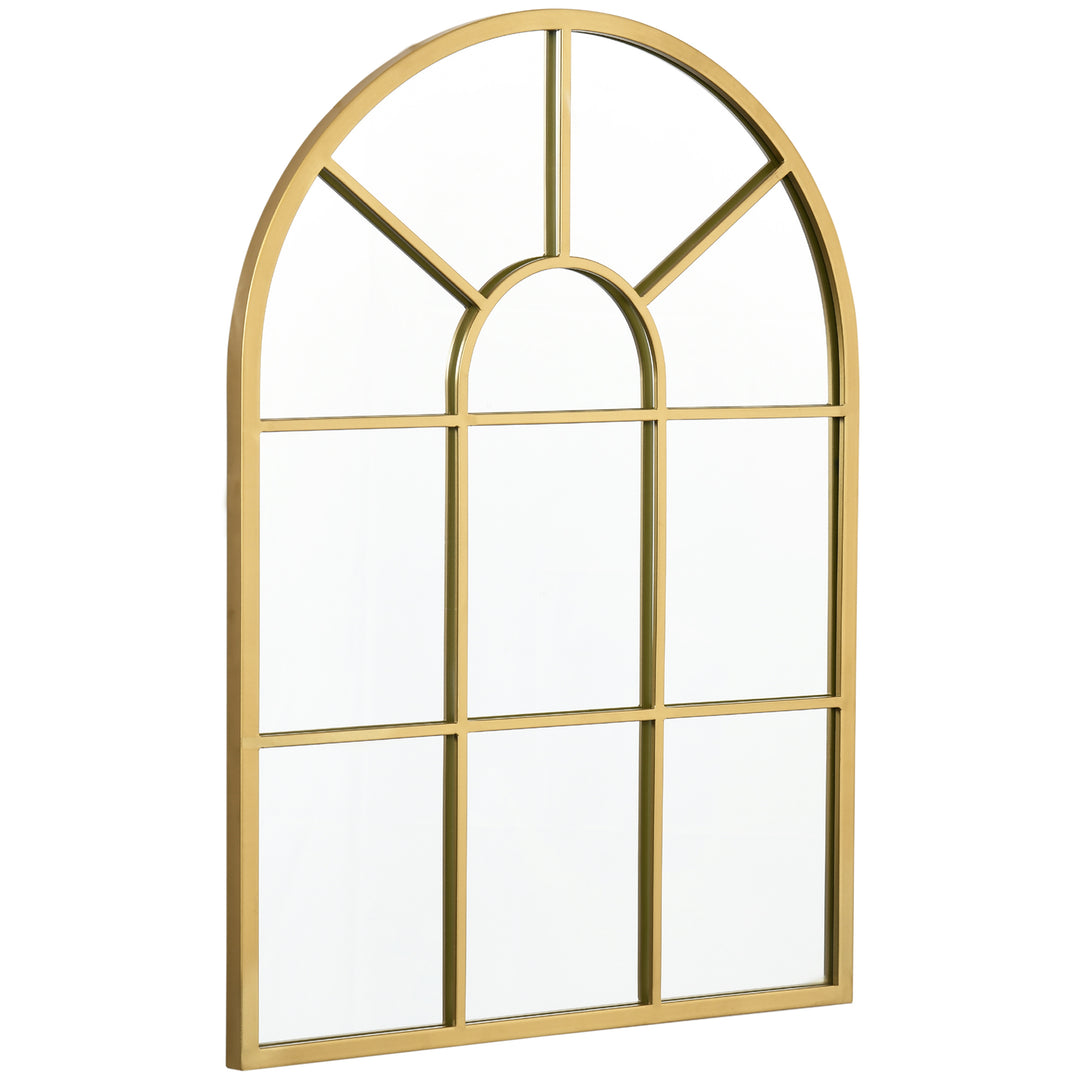 Vinduesspejl med metalramme, 70 x 2 x 50 cm, guldfarvet
