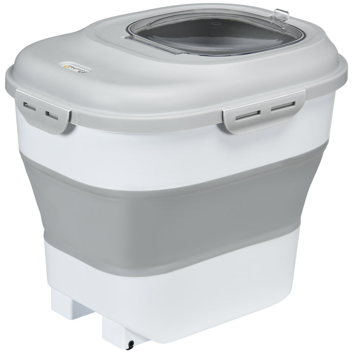 Tørfoderbeholder, foldbar, op til 25 kg, med tilbehør, 44 x 32 x 37 cm, grå