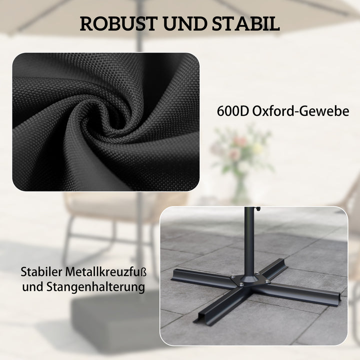 Parasolfod, 80 kg sandfyldning, robust stativ til fritstående parasoller og 48 mm stænger, sort