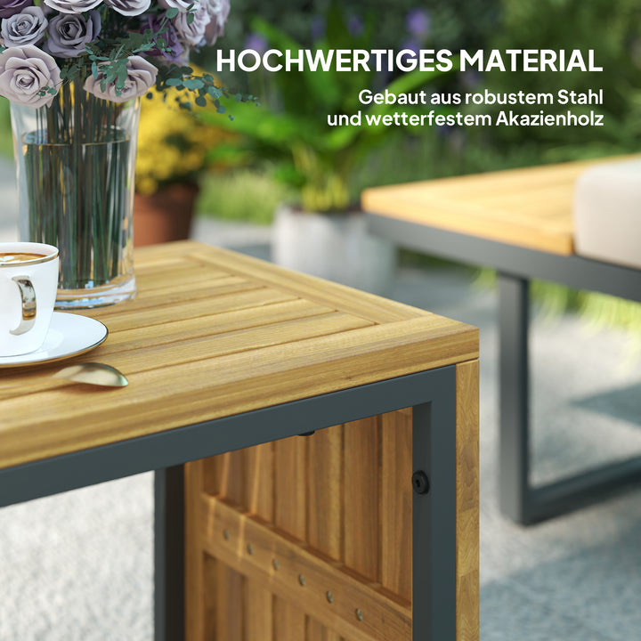 Havemøbelsæt, kan udvides til 6 sæder, l-formet udendørs siddeområde med borde, stålramme, justerbare ryglæn, grå