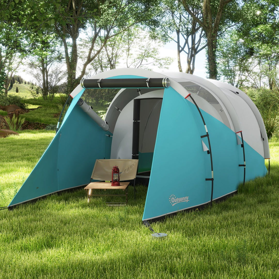 Campingtelt til 3 personer, separat opholds- og soveområde, 460L x 260B x 190H cm, blå