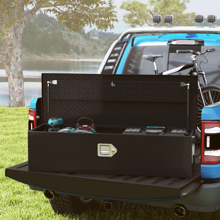 Robust opbevaringskasse i aluminium med sidehåndtag, lås og nøgler, værktøjskasse, 99 x 33 x 25,4 cm