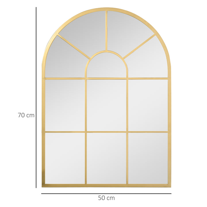 Vinduesspejl med metalramme, 70 x 2 x 50 cm, guldfarvet