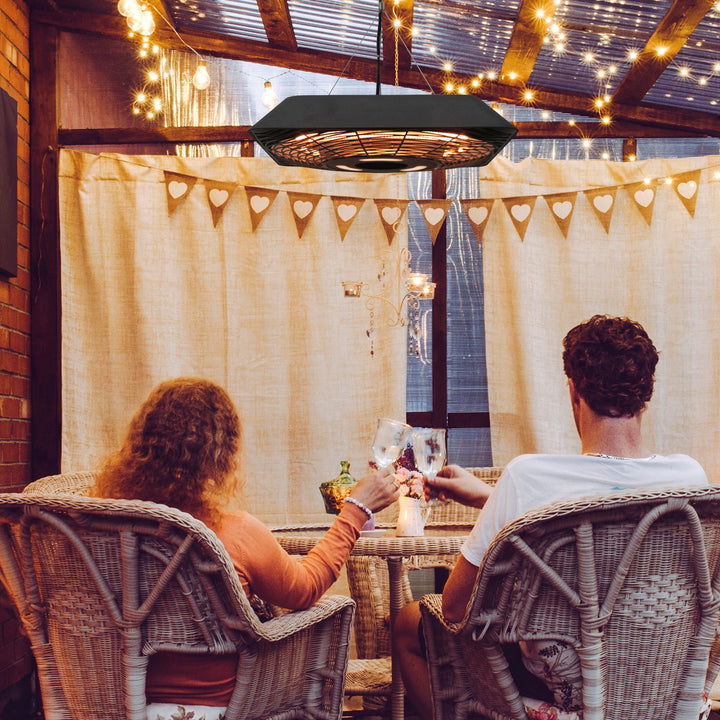 Infrarød varmeapparat 2000W – terrassevarmer med fjernbetjening, LED-display, 3 varmeindstillinger og IP45 beskyttelse