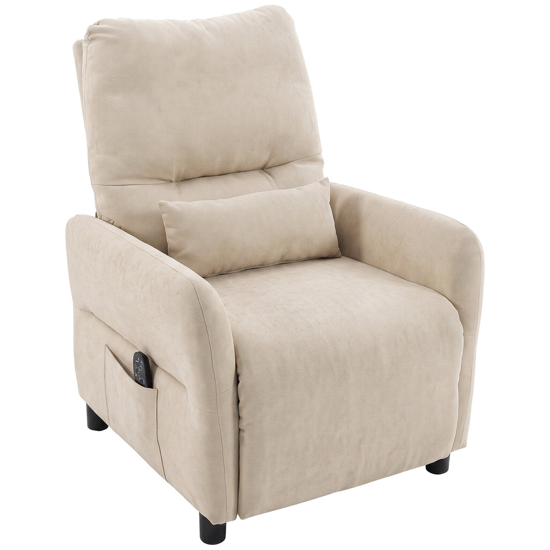 Lænestol med varme, vibrationsmassage og lænefunktion, beige