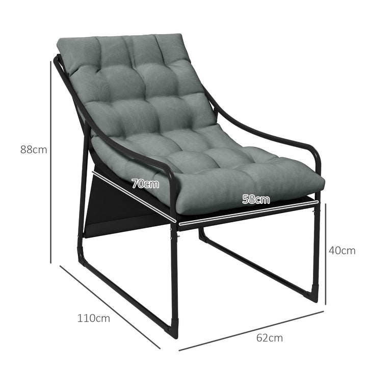 Udendørs lounge, tykke hynder, stel i rustfrit stål, 62B x 110D x 88H cm, grå/sort