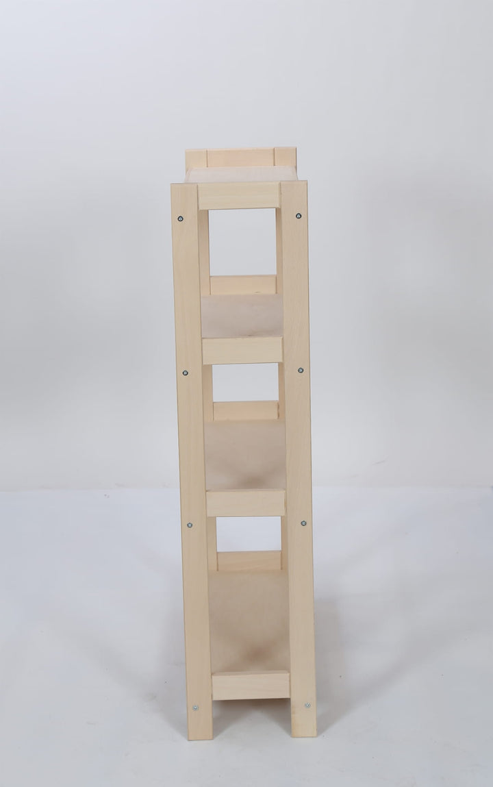 Bogreol i bøgetræ, 4 hylder, 107x50x25 cm