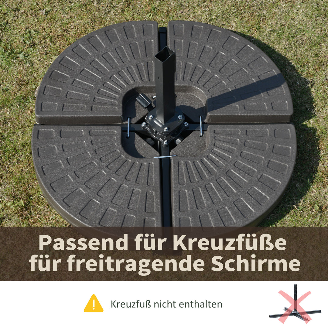 Parasolfod 4-delt, paraplyvægt, paraplyfod, jordkryds fyldbar med sand/vand op til 25/17 kg, vægte parasolfod hdpe kaffe