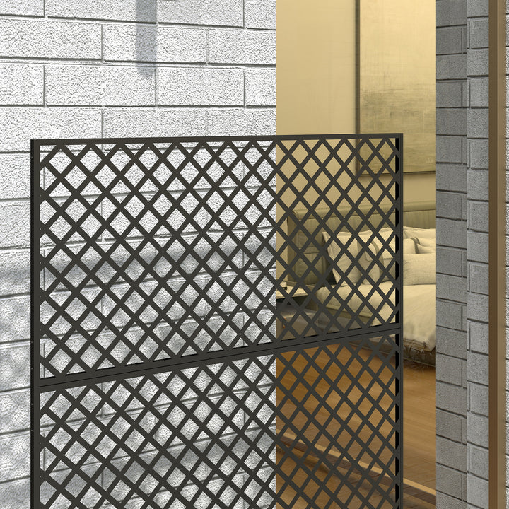 Udendørs rumdeler, metalskærm til terrasse, veranda, have, fritstående espalier, stål, sort