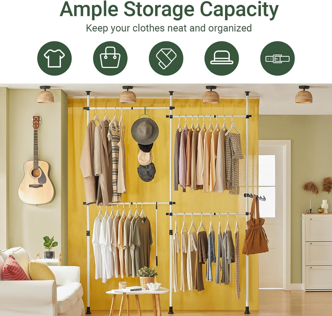 Teleskopisk tøjstativ i et moderne og minimalistisk design, hvid