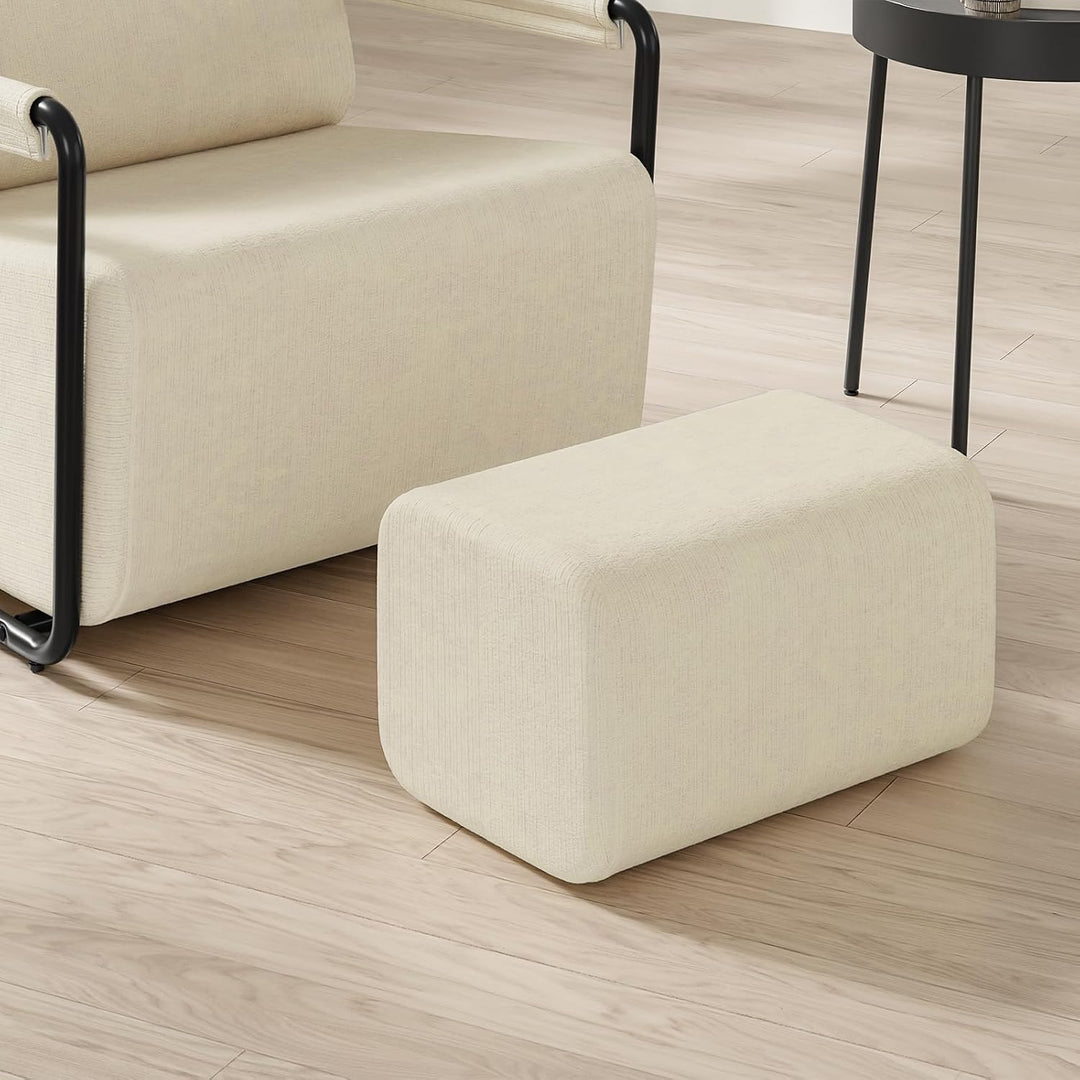 Sofa med fodskammel, 30D højelastisk skumfyld, 67 × 74 × 78 cm, beige