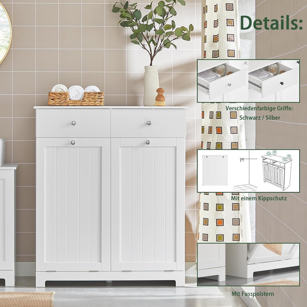 Hold dit badeværelse ryddeligt med dette elegante vasketøjsskab i hvid B78 x D38,5 x H90,5 cm