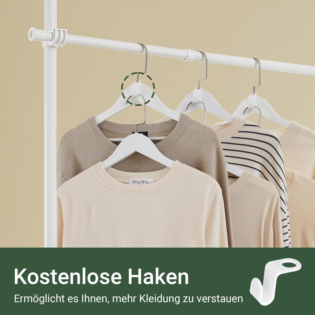 Teleskopisk tøjstativ i hvid – robust, justerbar åben garderobe til soveværelset