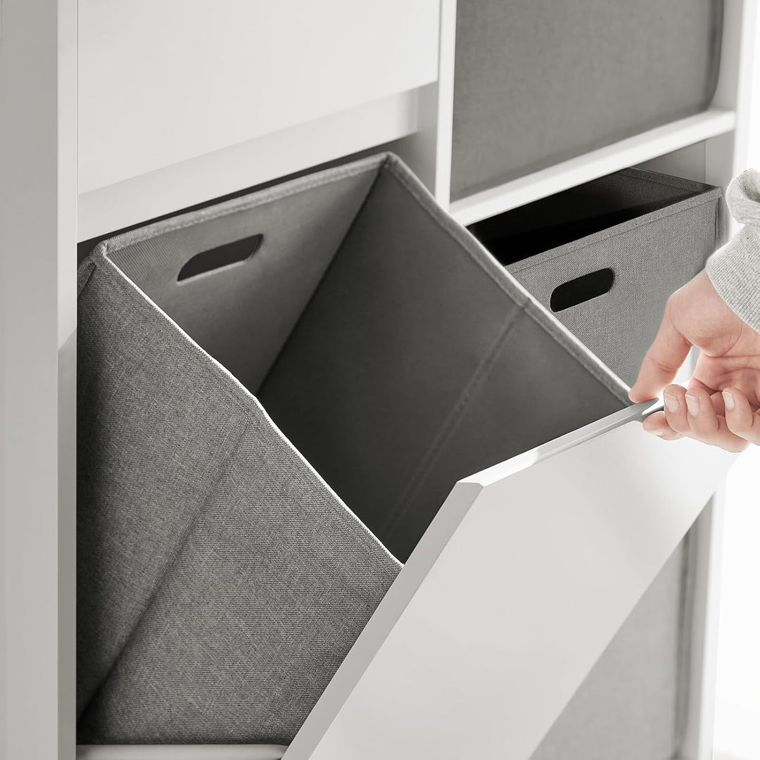 Kommode med indbygget vasketøjskurv til badeværelset, hvid (B80 x D38 x H90 cm)