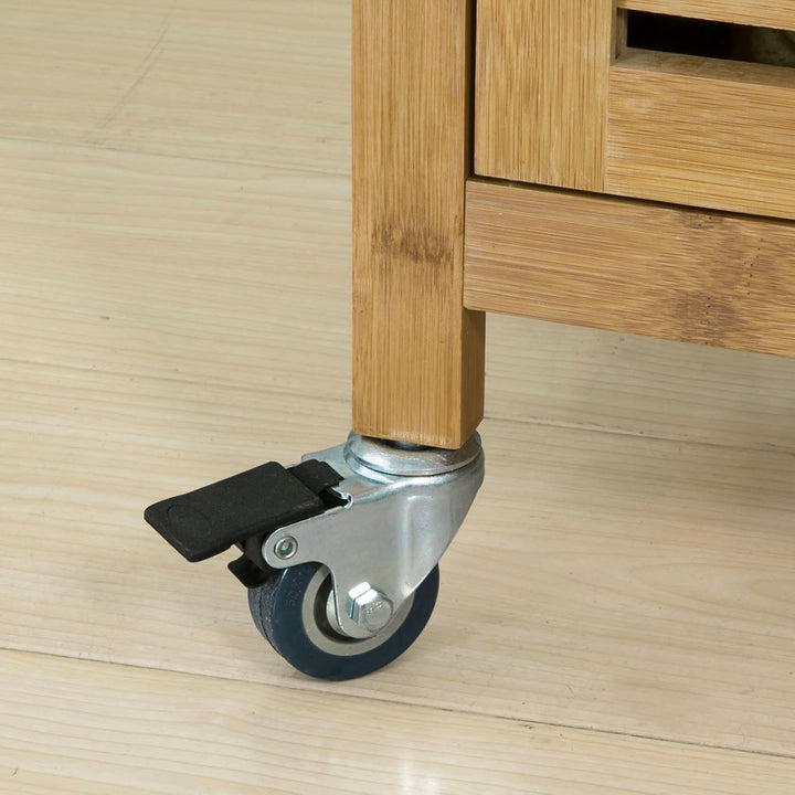 Køkkenvogn i bambus med vinreol, B56 x D36 x H92 cm, naturfarvet