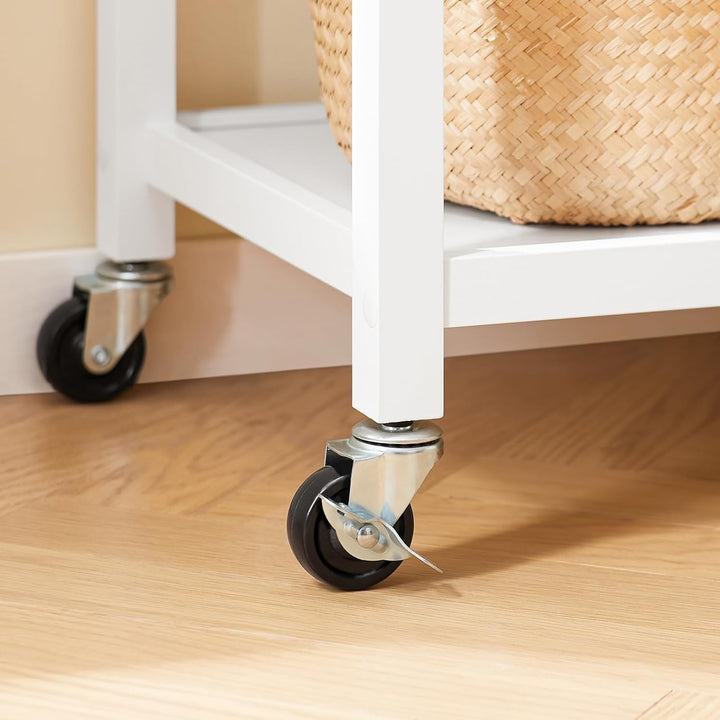 Få mere plads i køkkenet med denne fleksible køkkenvogn i hvid (B87 x D48 x H89 cm)