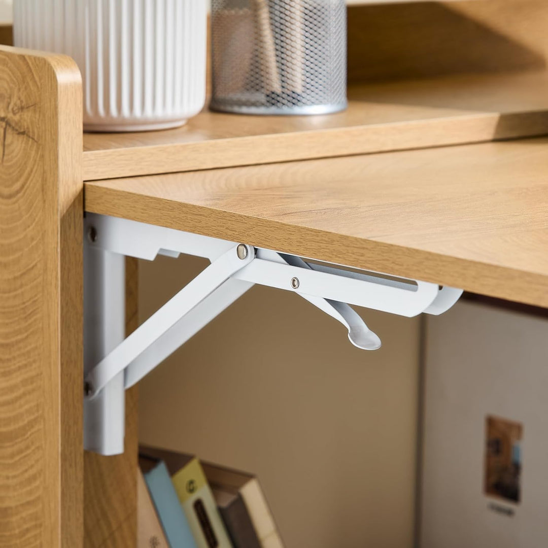 Udnyt pladsen optimalt med dette smarte vægskrivebord (B82 x D39 x H60 cm) i naturtræ