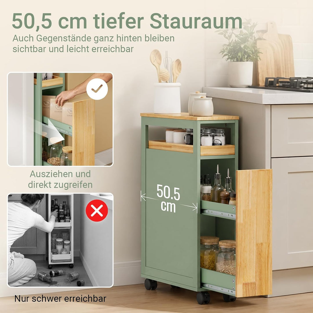 Rullevogn, 20 cm bredt, 50,5×20×79 cm, god til små køkkener og badeværelser