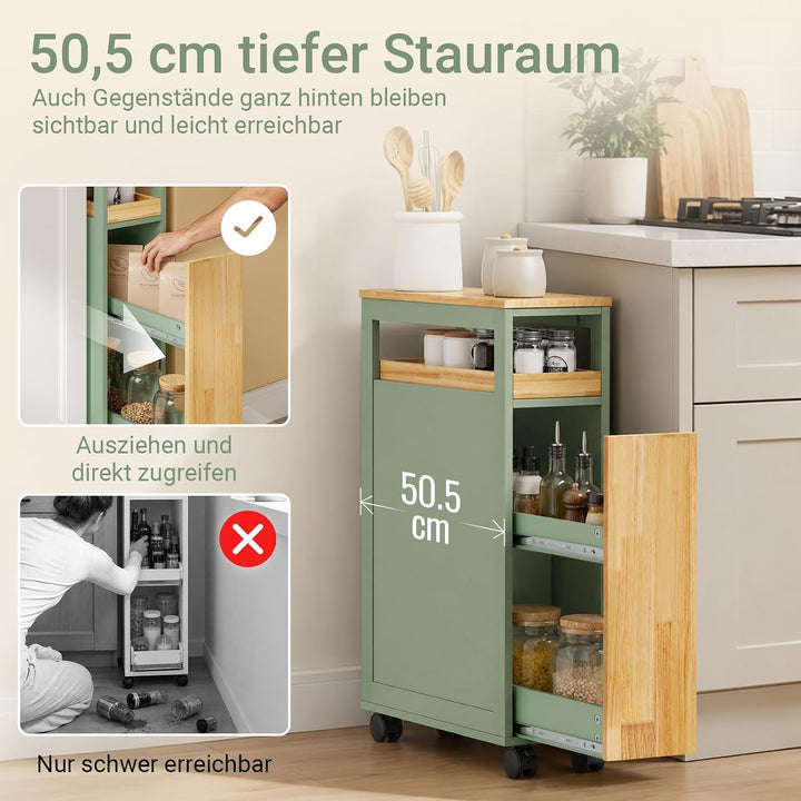 Rullevogn, 20 cm bredt, 50,5×20×79 cm, god til små køkkener og badeværelser