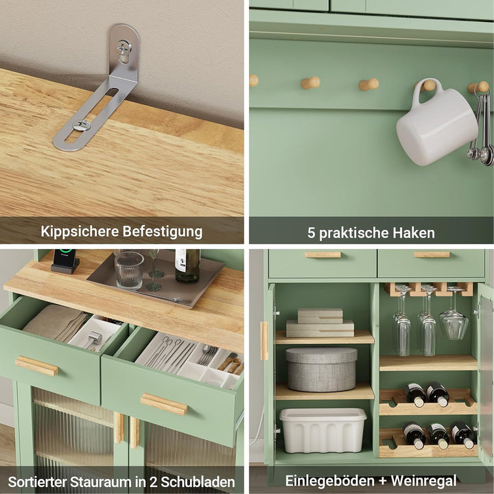 Køkkenreol med 2 stikkontakter og 2 USB-porte – 80 × 40 × 180 cm