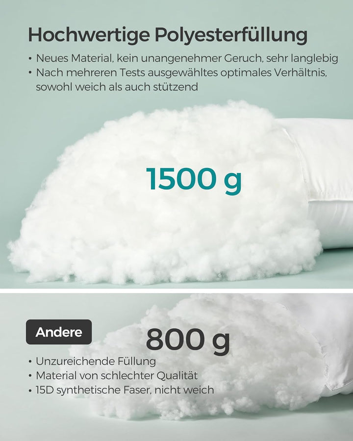 Pude, 80 x 80 cm, fyld 1500 g, blødt betræk i børstet polyesterstof, pude, maskinvaskbar ved 60°, med opbevaringspose, hvid