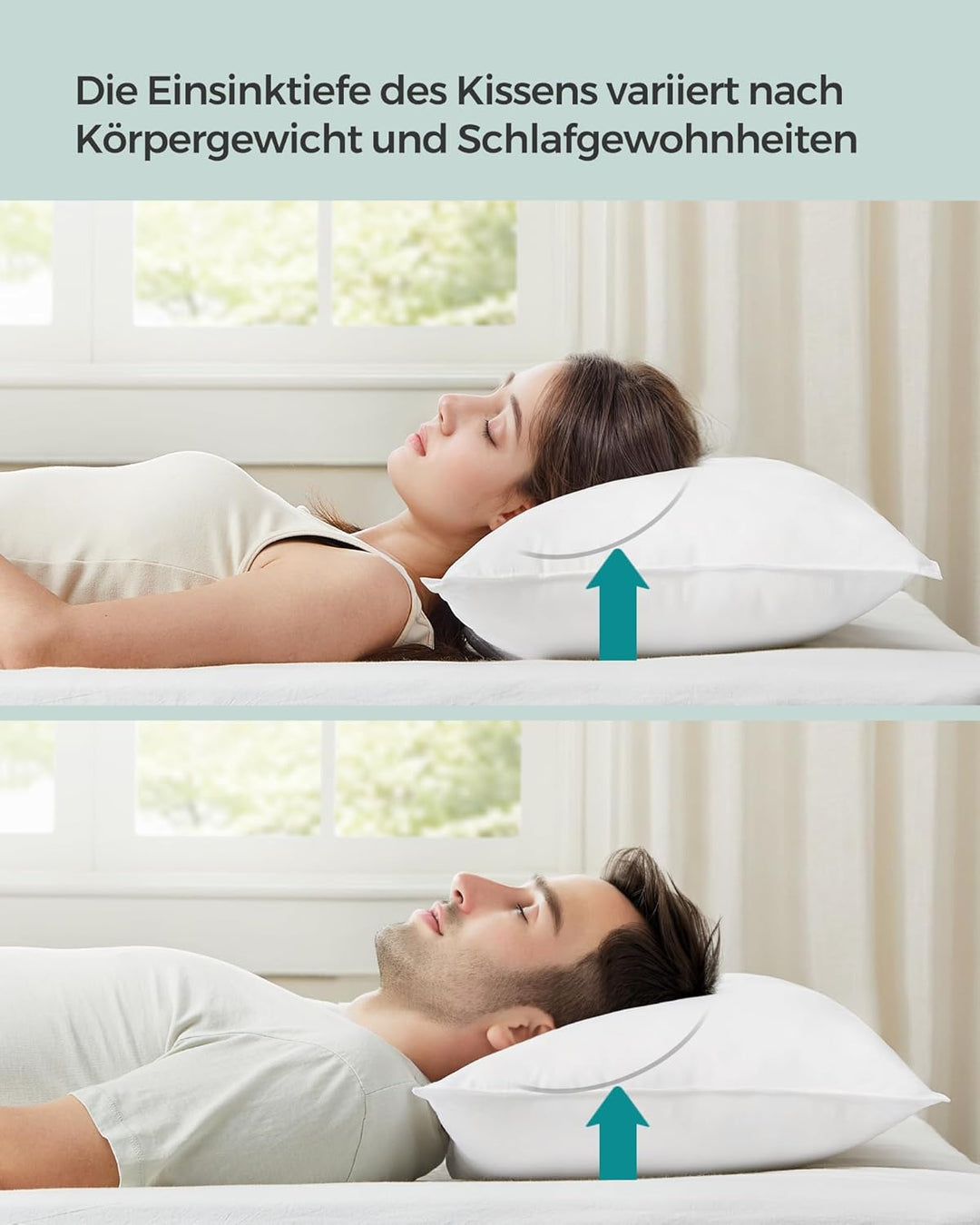 Pude, 80 x 80 cm, fyld 1500 g, blødt betræk i børstet polyesterstof, pude, maskinvaskbar ved 60°, med opbevaringspose, hvid