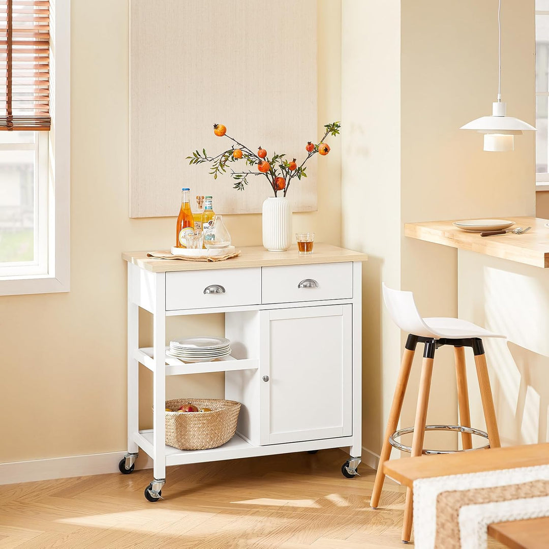 Få mere plads i køkkenet med denne fleksible køkkenvogn i hvid (B87 x D48 x H89 cm)