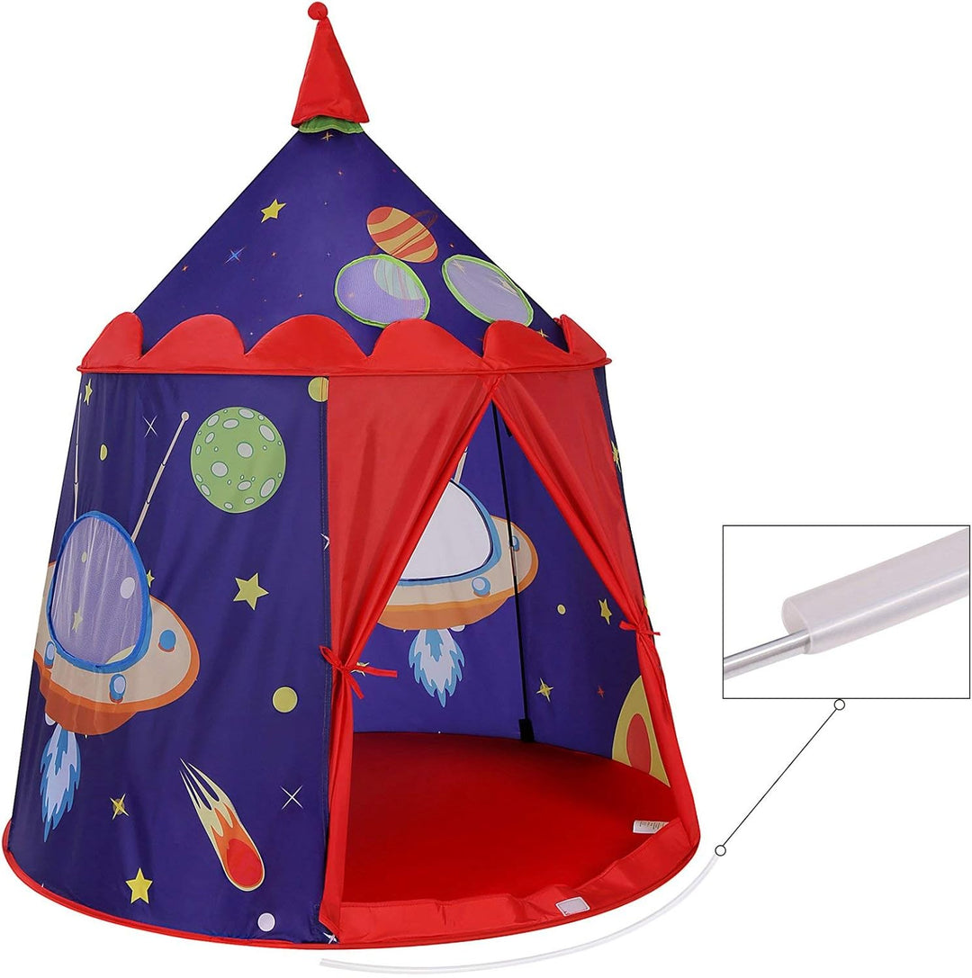 Prince Castle legetelt til småbørn, til indendørs og udendørs brug. Bærbart pop-up teepee med bæretaske, CE EN71-certificeret, blå, mål: 101 x 101 x 120 cm