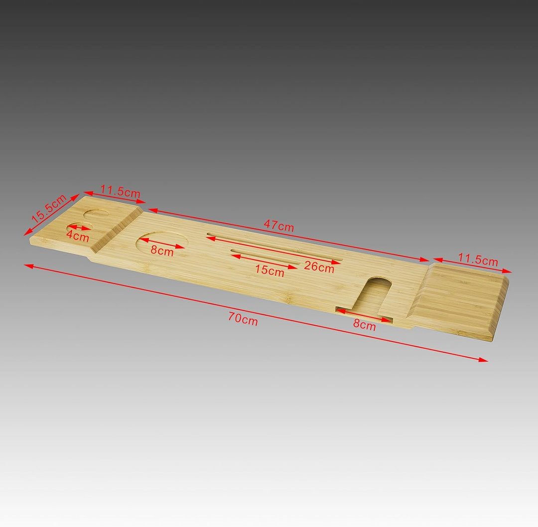 Badekarstativ i bambus, hylde til badekar med holder til tablet/mobil